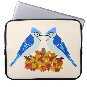 Küssen von blauen Jay Hochzeit im Herbst Laptopschutzhülle