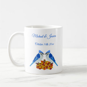 Küssen von blauen Jay Hochzeit im Herbst nach Maß Kaffeetasse