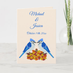 Küssen von blauen Jay Hochzeit im Herbst nach Maß Karte