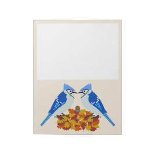 Küssen von blauen Jay Hochzeit im Herbst Notizblock