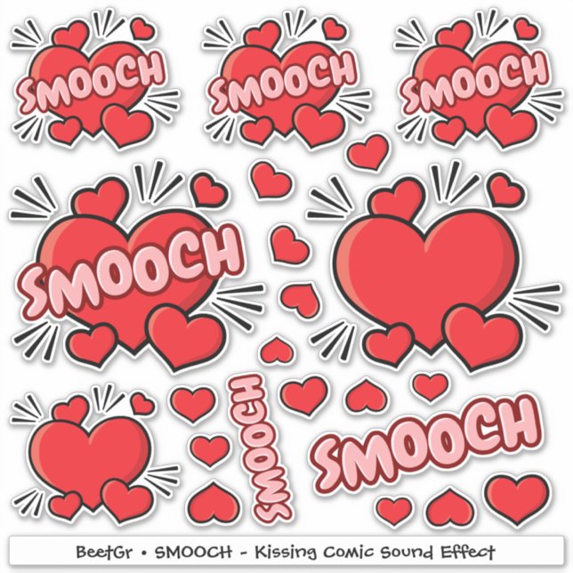 Küssen von Comic Sound Effect Aufkleber-Set Aufkleber (Vorderseite)