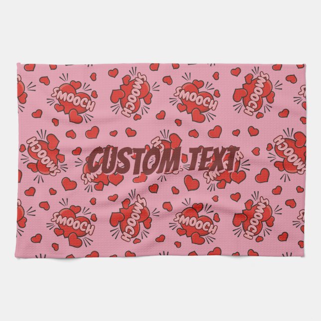 Küssen von Comic Sound Effect Pattern Geschirrtuch (Horizontal)