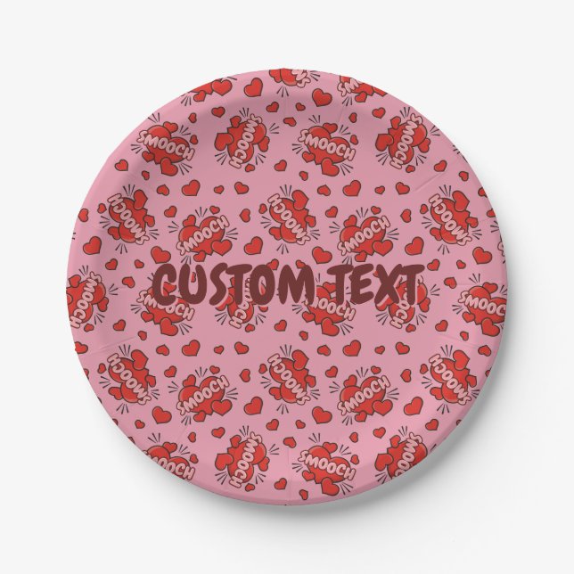 Küssen von Comic Sound Effect Pattern Pappteller (Vorderseite)