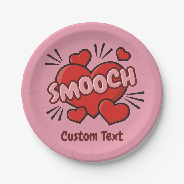 Küssen von Comic-Sound-Effekt Pappteller (Vorderseite)