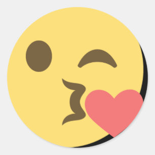 Küssen von Emoji Runder Aufkleber