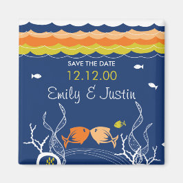 Küssen von Fischen und Korallen Save the Date unte Magnet