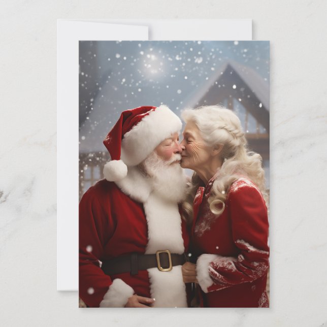 Küssen von Herrn und Frau Santa Claus Einladung (Vorderseite)