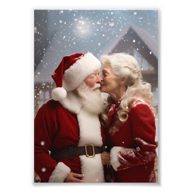Küssen von Herrn und Frau Santa Claus Fotodruck (Vorne)