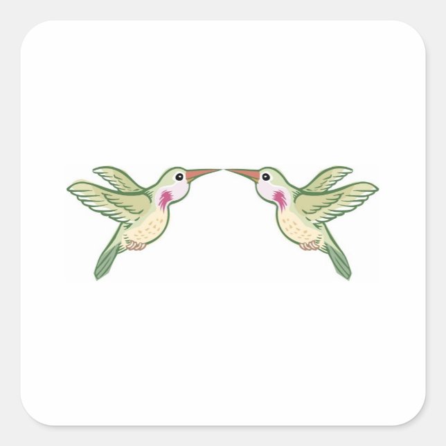 Küssen von Hummingbirds Quadratischer Aufkleber (Vorderseite)