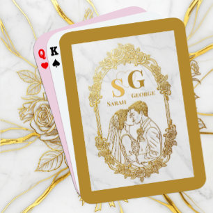 Küssen von Paar, Hochzeit von Gold, Rahmen, Initia Spielkarten