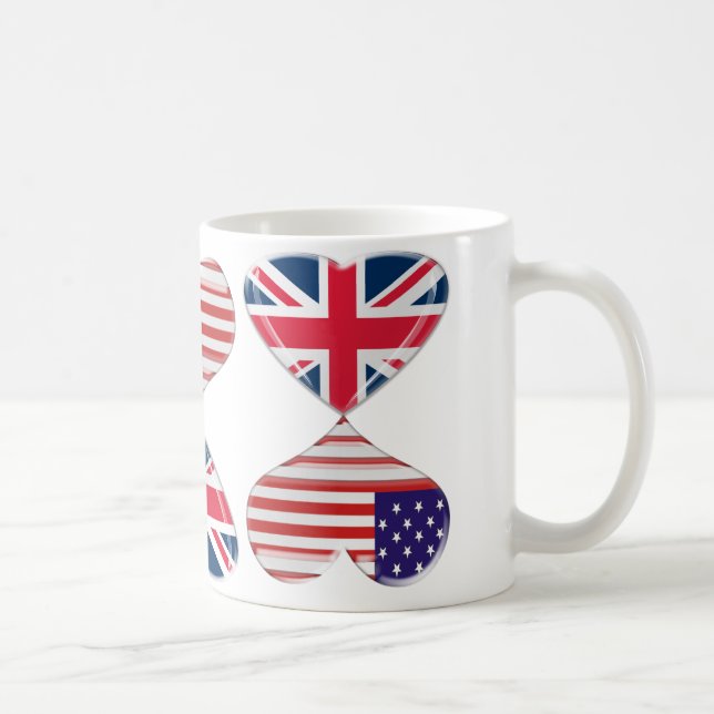 Küssen von USA und von BRITISCHER Kaffeetasse (Rechts)