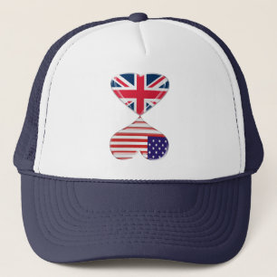 Küssen von USA und von BRITISCHER Truckerkappe