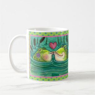 KÜSSENDE FRÖSCHE FARBENFROHE & SÜßE TEICHROMANZE,  KAFFEETASSE