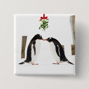 Küssende Gentoo Pinguine - Knopf Button