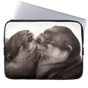 Küssende Otter - Handgemalte Wildlife-Kunst Laptopschutzhülle