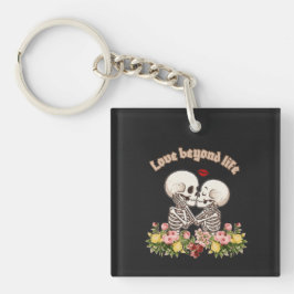 Küssendes Skelett-Paar mit Floral Gothic Schlüsselanhänger