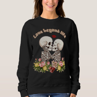 Küssendes Skelett-Paar mit Floral Gothic Sweatshirt