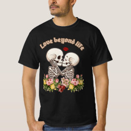 Küssendes Skelett-Paar mit Floral Gothic T-Shirt