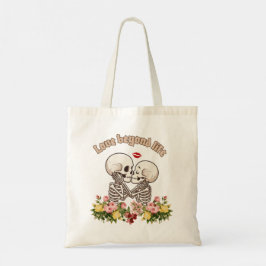 Küssendes Skelett-Paar mit Floral Gothic Tragetasche