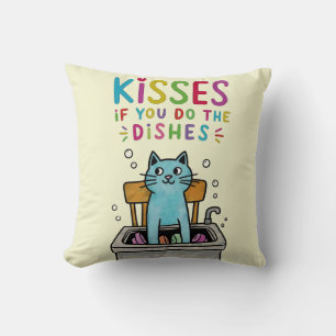 Küsst, wenn du die Geschirr niedliche Katze wasche Kissen