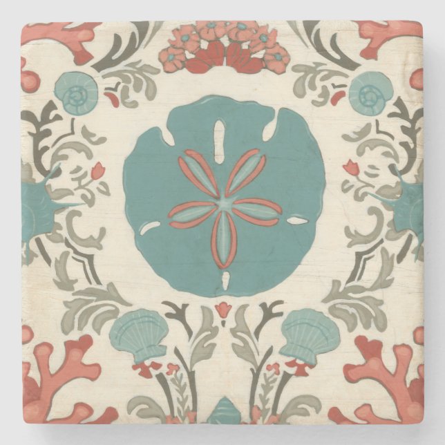 Küste - Damask I Steinuntersetzer (Vorderseite)