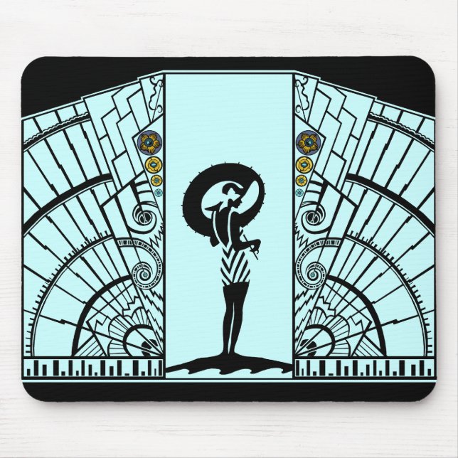 Küste-Deko im Aqua und im Gelb Mousepad (Vorne)