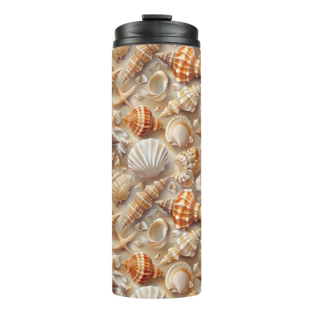 Küste Elegance Seashell Muster Thermosbecher (Vorderseite)