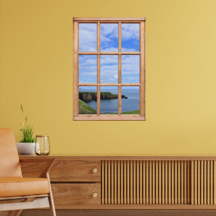 Küste, Himmel und Ozean von einem Fenster aus Poster