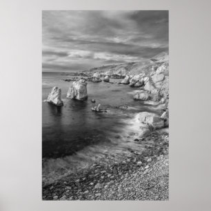 Küste im B&W-Format, Kalifornien Poster