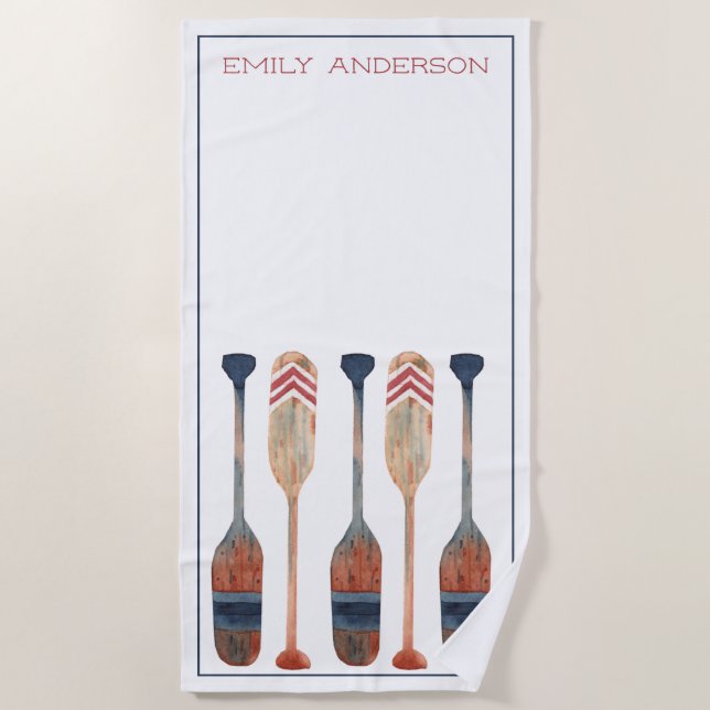 Küste Nautical Beach Oars Personalisiert Strandtuch (Vorderseite)