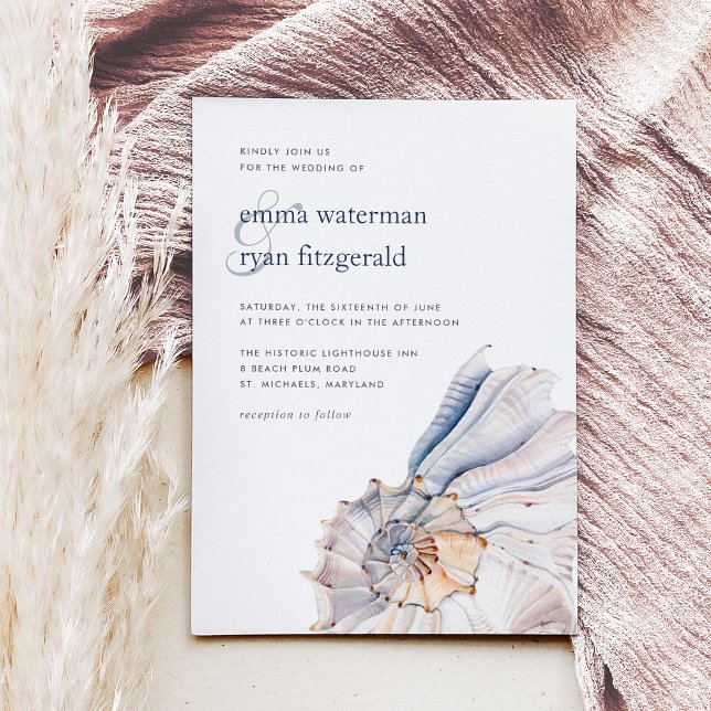 Küste | Nautical Seashell Wedding Einladung (Von Creator hochgeladen)