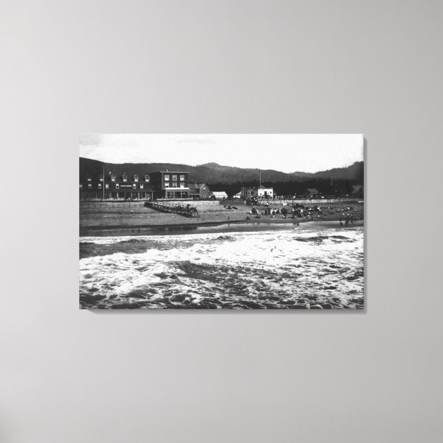 Küste, Oregon Beach und Hotel Moore Fotograf Leinwanddruck (Vorderseite)