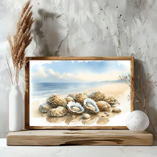 Küste Oyster Muscheln Watercolor Beach Art Poster (Von Creator hochgeladen)