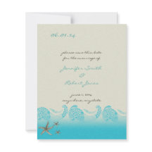 Küste Save the Date in Sand und Aqua