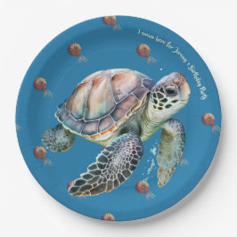Küste Stil Ozean und Schildkröte Wasserfarbe indiv Pappteller