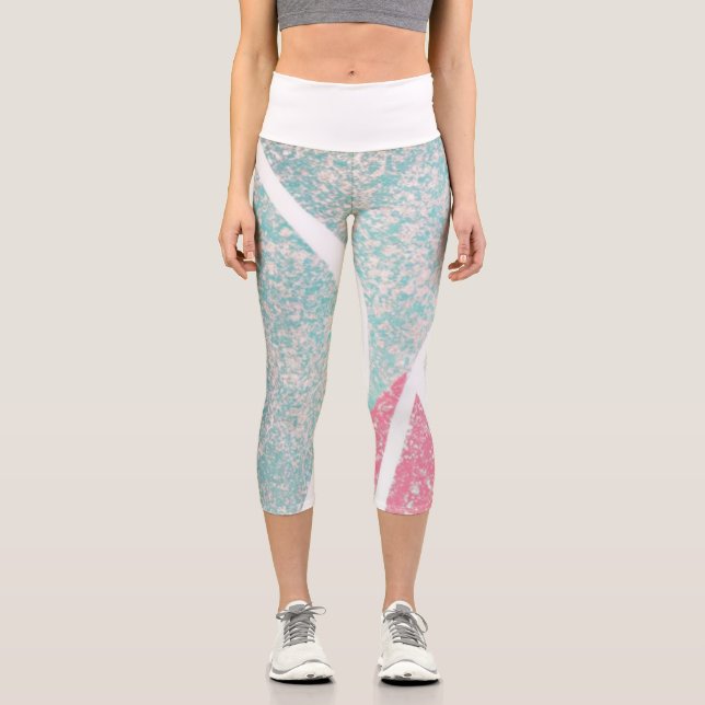 Küste/Strand abstrakte Wellen Capri Leggings (Vorderseite)