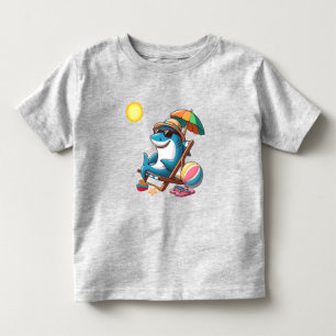 Küste/Strand niedlicher Cartoon Hai Kleinkind T-shirt