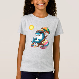 Küste/Strand niedlicher Cartoon Hai T-Shirt