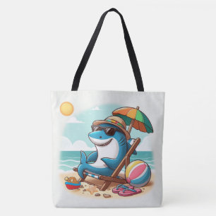 Küste/Strand niedlicher Cartoon Hai Tasche