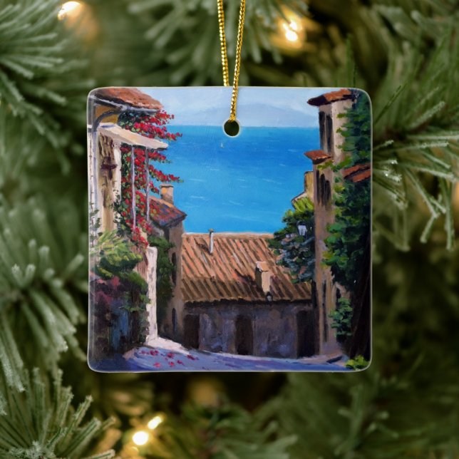 Küste Toskana Street View Keramikornament (Baum)