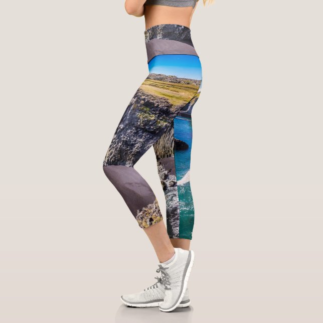 Küste von Hellnahraun, Island Capri Leggings (Links)