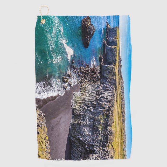 Küste von Hellnahraun, Island Golfhandtuch (Vorderseite)