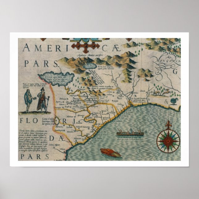 Küste von North Carolina, Detail der Karte mit dem Poster (Vorne)