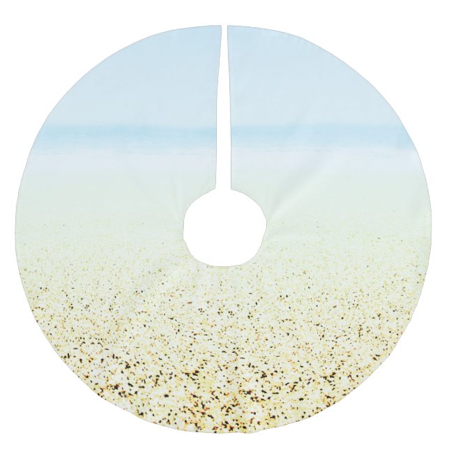 Küste von Sand und Meer Polyester Weihnachtsbaumdecke (Vorderseite)