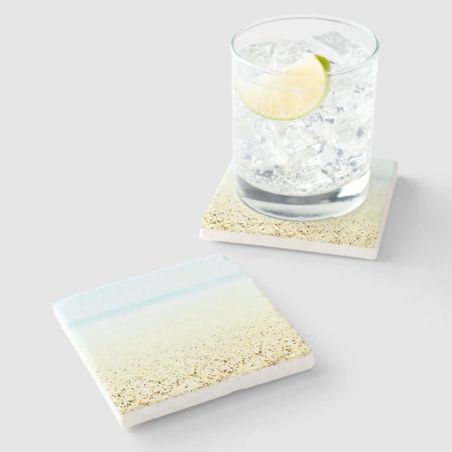 Küste von Sand und Meer Steinuntersetzer (Seitenansicht)