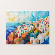 Küste von Santorini in künstlerischer Darstellung