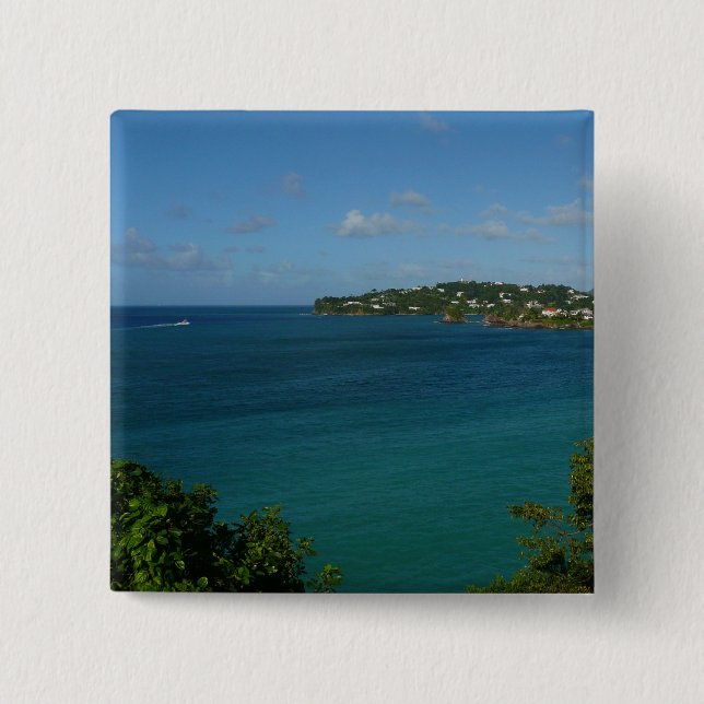 Küste von St. Lucia Karibisches Foto Button (Vorderseite)
