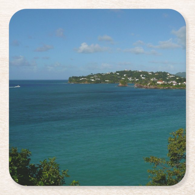 Küste von St. Lucia Karibisches Foto Rechteckiger Pappuntersetzer (Vorderseite)