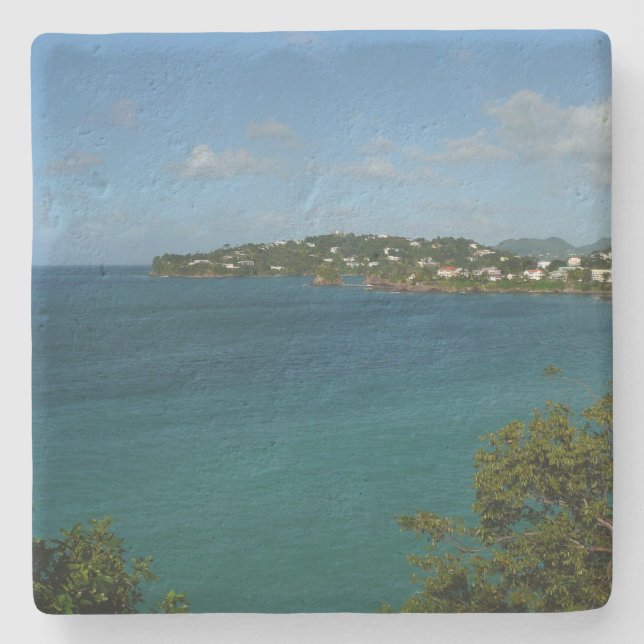 Küste von St. Lucia Karibisches Foto Steinuntersetzer (Vorderseite)