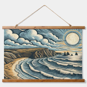 Küste Wandteppich Mit Holzrahmen
